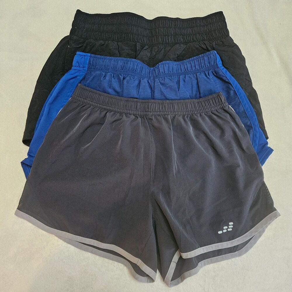 Lot of 3 Women Athletic Short Sz S Black all in motion, Blue Nike, Gray bcg